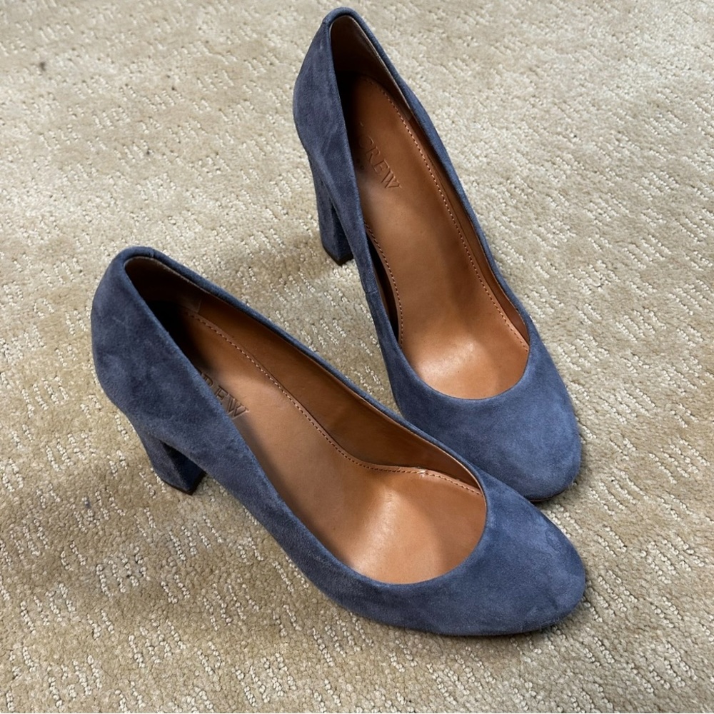 J Crew suede blue heels